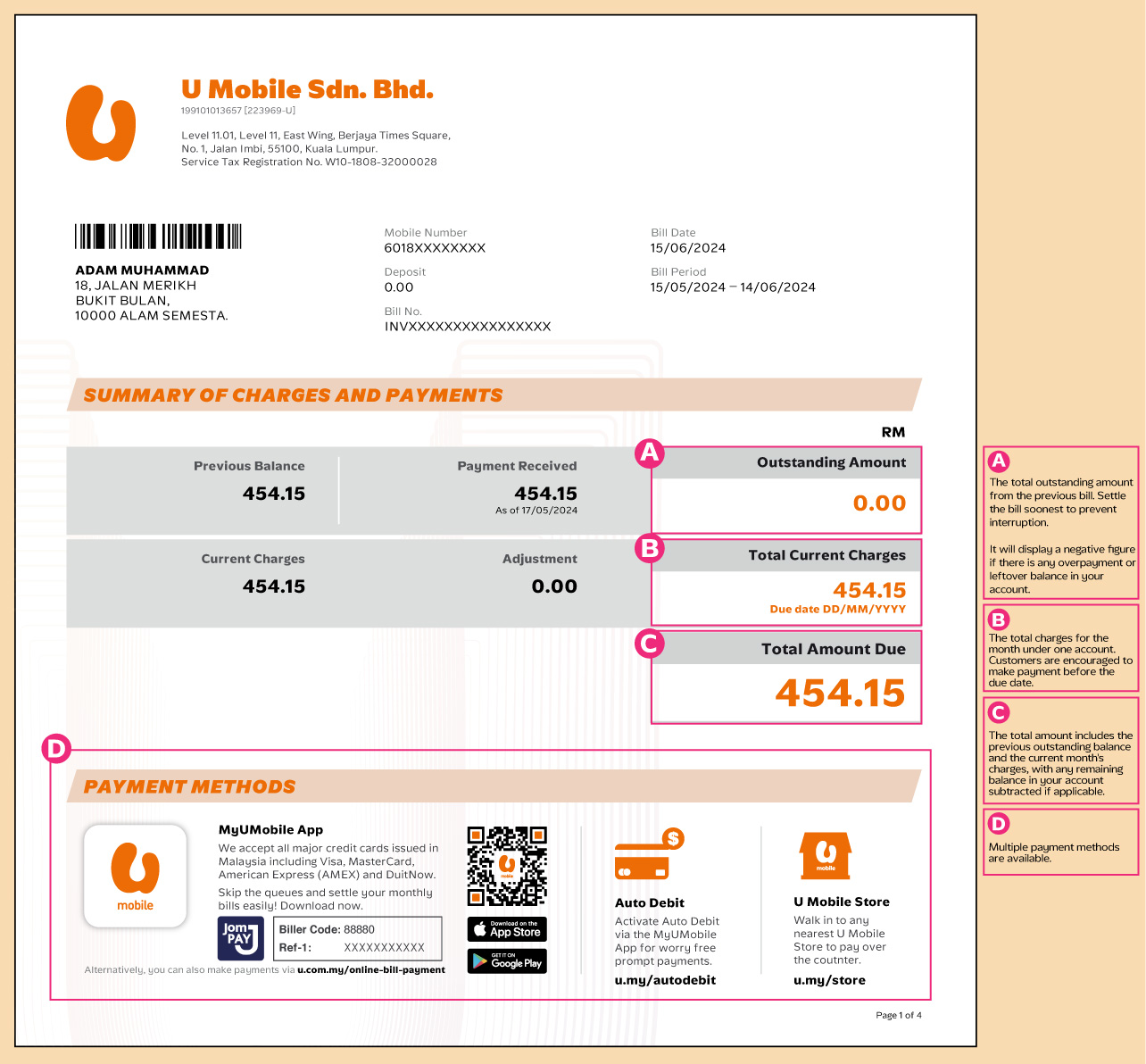 Postpaid Postpaid Bill Statment 1 Image U Mobile